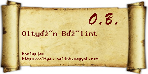 Oltyán Bálint névjegykártya