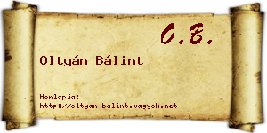 Oltyán Bálint névjegykártya